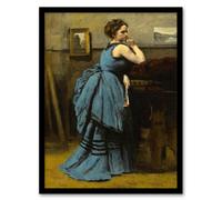 Artery8 Camille Corot Lady in Blue La Dame en Bleu Framed Wall Art Print | Size: A4 Artery8 Multicolor A4