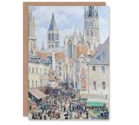 Artery8 Camille Pissarro Personalised Art Card Grocery Street Rouen Cityscape Custom Greeting Card