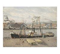 Artery8 Camille Pissarro Port Of Rouen Unloading Wood Painting Art Print Canvas Premium Wall Decor Poster Mural