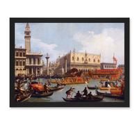 Artery8 Canaletto Bucentaurs Return Venice Italy Painting Artwork Framed Wall Art Print A4 in Black Artery8 Black