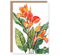 Artery8 Canna Lily Flower Bright Botanical Painting Greeting Birthday Card Him Her All Blank