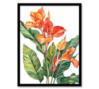 Artery8 Canna Lily Flower Bright Botanical Painting Living Room Artwork Framed Wall Art Print 18X24 Inch