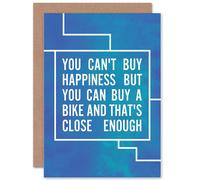 Artery8 Cant Buy Happiness You Can Buy A Bike Bicycle Quote Greetings Card in Blue Artery8 Blue