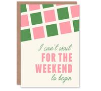 Artery8 Can't Wait For The Weekend To Begin Simple Retro Greeting Card Artery8 Multicolor