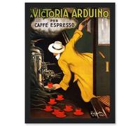 Artery8 Cappiello 1922 Advert Coffee Espresso Victoria Arduino Artwork Framed Wall Art Print A4 in Black Artery8 Black