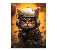 Artery8 Captain Chuckles Steampunk Cat Cute Fun Artwork Extra Large XL Wall Art Poster Print