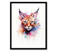 Artery8 Caracal Cat Lovers Gift Watercolour Pet Portrait Painting Artwork Artwork Framed Wall Art Print A4