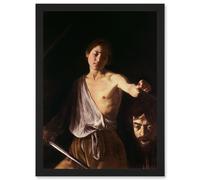 Caravaggio 1610 David With Head Goliath Painting Artwork Framed Wall Art Print A4 Artery8 Black One Size