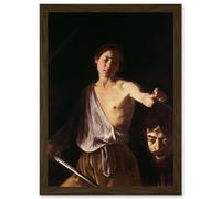 Caravaggio 1610 David With Head Goliath Painting Artwork Framed Wall Art Print A4 Artery8 Brown One Size
