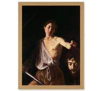 Caravaggio 1610 David With Head Goliath Painting Artwork Framed Wall Art Print A4 Artery8 Light Oak One Size