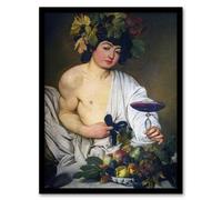 Artery8 Caravaggio Bacchus Dionysus Portrait Oil Painting Framed Art Print | Size: A3 Artery8 Multicolor A3