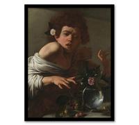 Artery8 Caravaggio Boy Bitten by a Lizard Oil Painting Framed Wall Art Print | Size: A3 Artery8 Multicolor A3