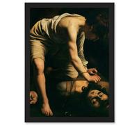 Artery8 Caravaggio David Goliath Religious Painting Artwork Framed Wall Art Print A4 in Black Artery8 Black