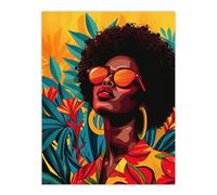 Artery8 Caribbean Woman Shades Pop Art Sunny Day Painting For Living Room Extra Large XL Wall Art Poster Print