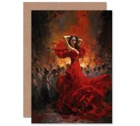 Artery8 Carmen Dancing Gypsy Seductive Dance for Wife Her Mum Sister Daughter Mom Gran Nan Birthday Thank You Congratulations Blank Art Greeting Card