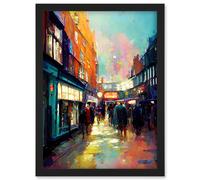 Artery8 Carnaby Street London Bright Acrylic Painting Artwork Framed Wall Art Print A4 in Black Artery8 Black