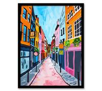 Artery8 Carnaby Street London Vibrant Colourful Painting Framed Art Print | Size: A4 Artery8 Multicolor A4