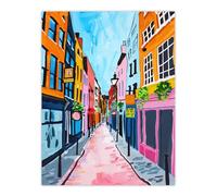 Carnaby Street London Vibrant Colourful Painting Wall Art Print Artery8 Multi W18 inch x H24 inch
