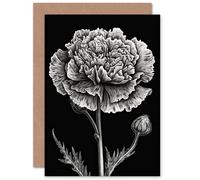 Artery8 Carnation Flower Bloom Lover Birthday Anniversary Card in Black Artery8 Black