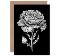 Artery8 Carnation Flower Floral Birthday Thank You Anniversary Card in Black Artery8 Black