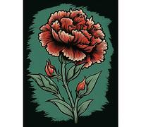Artery8 Carnation Flower Old School Tattoo Ink Body Art Rockabilly Americana 50s Large Wall Art Poster Print Thick Paper 18X24 Inch