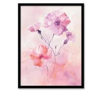 Carnation Flowers Watercolour Pink Pastel Modern Framed Art Print Artery8 Pink A4