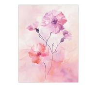 Artery8 Carnation Flowers Watercolour Pink Pastel Modern Living Room Extra Large XL Wall Art Poster Print