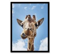 Artery8 Carol M Highsmith Funny Up Close Look At A Giraffe Framed Art Print in Blue | Size: A3 Artery8 Blue A3