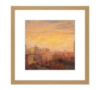 Artery8 Carroll Brown From My Studio Window Painting 8X8 Inch Square Wooden Framed Wall Art Print Picture with Mount in Light Oak Artery8 Light Oak