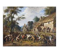 Artery8 Carse Football Play Village Sports Painting Large Wall Art Poster Print Thick Paper 18X24 Inch