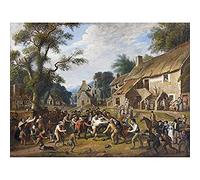 Artery8 Carse Football Play Village Sports Painting Unframed Wall Art Print Poster Home Decor Premium
