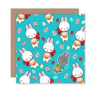 Artery8 Cartoon Bunnies Egg Pattern Easter Card Artery8 Multicolor