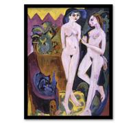 Artery8 Cat And Two Nudes In A Room Kirchner Framed Wall Art Print 12X16"