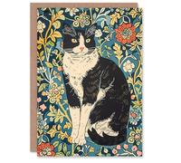 Artery8 Cat in the Flowers Portrait Animal Lover Greeting Birthday Card Him Her All Blank
