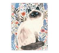 Artery8 Cat Lover Cute Birman in Lavender Flowers Wall Art Print | Size: W12" x H16" Artery8 Multicolor W12" x H16"