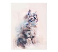 Artery8 Cat Lover Cute Fluffy Ragdoll Kitten Watercolour Living Room Large Wall Art Poster Print Thick Paper 18X24 Inch