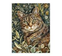 Artery8 Cat Lover Moggie Pet Hiding in Wildflower Field Living Room Extra Large XL Wall Art Poster Print