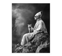 Artery8 Cat Lover Pope Sunglasses Black White Surreal Living Room Extra Large XL Wall Art Poster Print