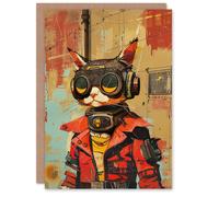 Artery8 Cat Lover Sci Fi Space Tabby Race Atompunk Animal Blank For Him Or Her Art Birthday Card