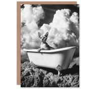 Cat Lover Sphinx in Bathtub Black White Surreal Birthday Greeting Card Artery8 Grey One Size