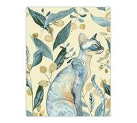 Artery8 Cat Lover Teal Tan Oriental Shorthair Portrait Living Room Extra Large XL Wall Art Poster Print