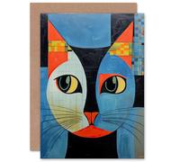 Artery8 Cat Lovers Mosaic Tile Custom Greeting Card Personalised Message Inside for Him or Her Man Woman Birthday Thinking of You Get Well Soon