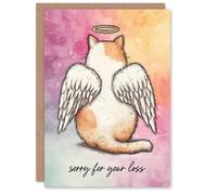 Artery8 Cat Sympathy Greeting Card - Angel Orange & White Pet Loss Artery8 Multicolor