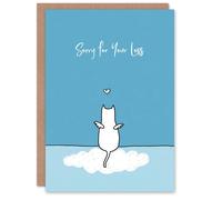 Artery8 Cat Sympathy Greeting Card - Cute Sorry for Your Loss White & Blue Artery8 Blue
