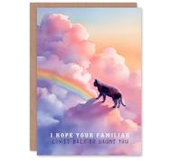 Artery8 Cat Sympathy Greeting Card - Hope Your Familiar Haunts You Witch Design, Blank Inside, Pet Loss