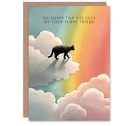 Artery8 Cat Sympathy Greeting Card - Rainbow Bridge Furry Friend Pet Loss Design, Blank Inside