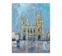 Cathedral Church St Peter York Minster Painting Wall Art Print Artery8 Blue W24 inch x H32 inch