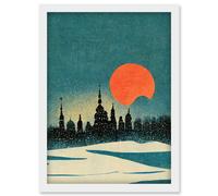 Artery8 Cathedral Saint Sophia Kiev Ukraine Winter Sunset Artwork Framed Wall Art Print A4 in White Artery8 White