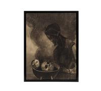 Artery8 Cauldron of the Sorceress Redon Vintage Black Framed Canvas Wall Art in Grey | Size: W18" x H24" Artery8 Grey W18" x H24"