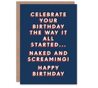 Artery8 Celebrate The Way It All Started Naked Screaming For Him Birthday Card